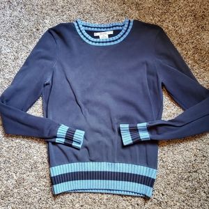 Michael Kors Navy Silk Vintage Vibe Sweater Top